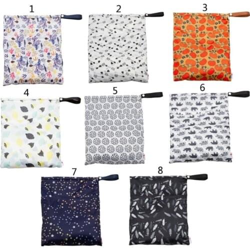 Waterproof Reusable Wet Bag Printed Pocket Nappy Bags PUL Travel Wet Dry Bags 29x36cm Diaper Bag