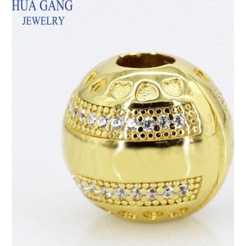 High quality shine 1:1 S925 Sterling Silver Logo clip Bead Ladies' Fashion fit pans DIY jewelry