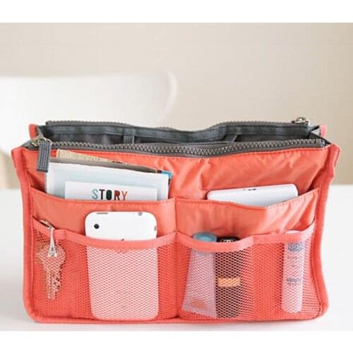 Lady Women Insert Handbag Purse Liner Organizer Bag Tidy Travel Zip Makeup Case