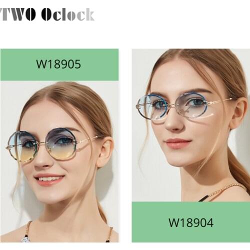 Retro Womens Sunglasses Oversized Big Rimless Brown Gradient Sun Glasses Luxury Shades for Women Sunglases Oculos 881309