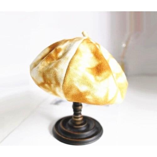 Women winter warm beret caps Tie dye printed french artist hat Knitted crochet Pumpkin gorros HUAQIAO001
