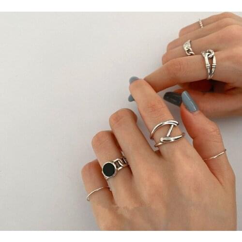 VENTFILLE 925 Sterling Silver Party Rings for Women And Men New Trendy Irregular Creative Multilayer Geometric Jewelry Gifts