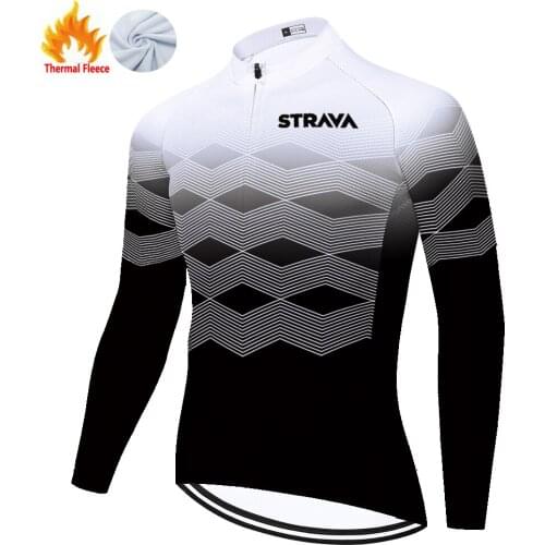 Strava Winter Thermal Fleece Kleding Heren Ropa Invierno Retro Bike Jersey Men Cycling Tricota Hombre 자전거의류 Maillot Ciclismo