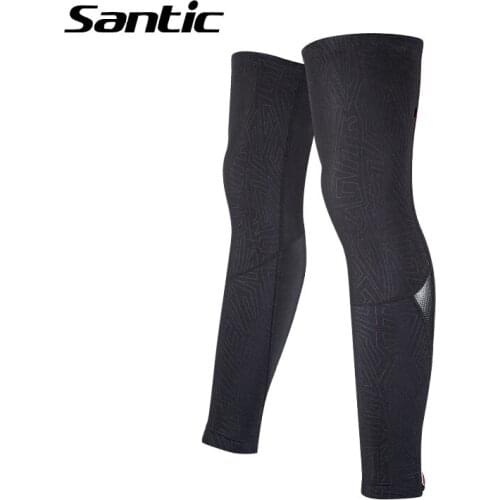Santic Winter Cycling Leg Warmers Fleece Thermal Sport Bike Leg Sleeve Knee Warmer Non-slip Bicycle Legwarmers Tights Ciclismo