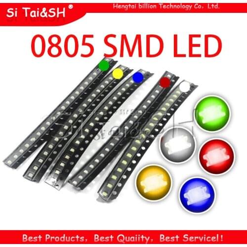 100pcs=5colors x 20pcs 0805 SMD LED diodes light yellow red green blue White Hot sale