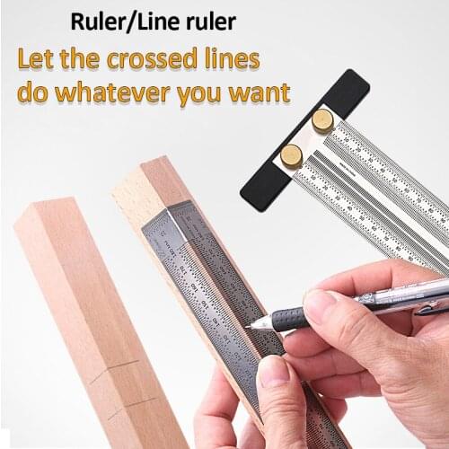 120mm/180mm/200mm/300mm/400mm High-precision Scale Ruler T-type Hole Ruler Stainless Woodworking Scribe Marking Gauge Carpentry