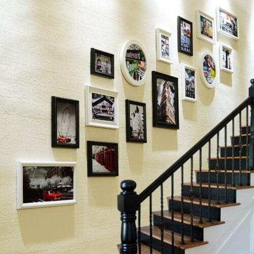 15pcs Europe Style Wall Hanging Photo Frames Home Corridor Stairway Decor Wood Picture Frames Retro Frame Marcos Para Fotos B
