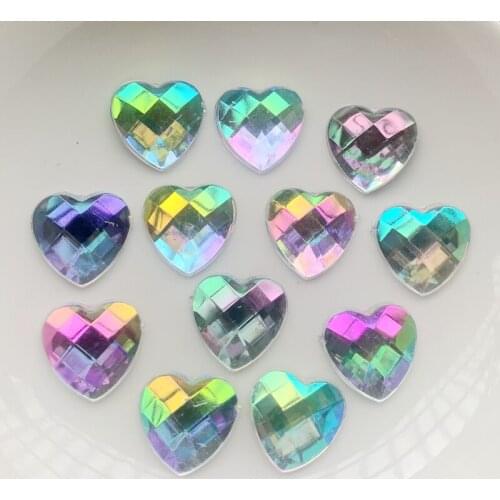 20pcs 14mm heart-shaped white AB water drill non-sewing flat back wedding decoration acrylic rhinestones -Y980