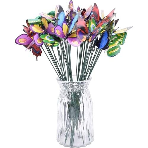 3D Fake Butterflies Props With Stick Real Fly Butterfly Appearance Living Room Home Garden Flower Pot Planter Decorations 29 cm
