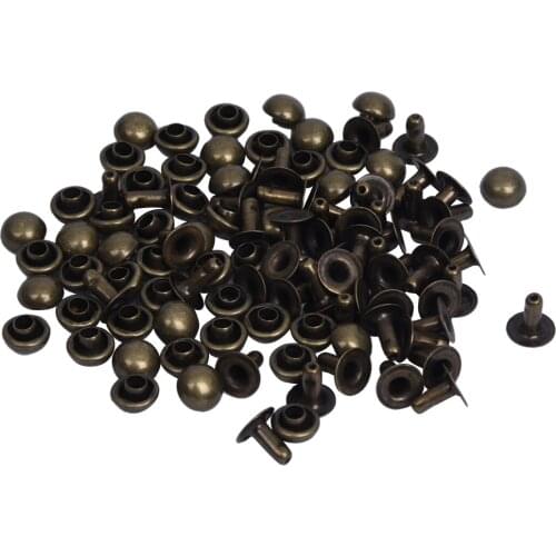 50 Sets Mushroom Fast Rivets Studs 6 mm Antique Brass