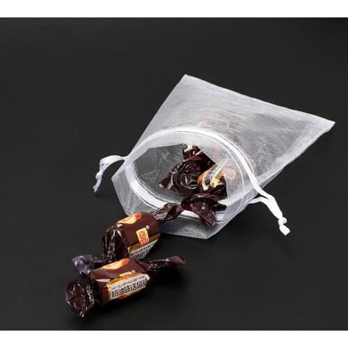 50pcs jewelry gift bag organza bags packaging transparent party Drawable Wedding Pouches present jewel candy Gauze Element 7*9cm