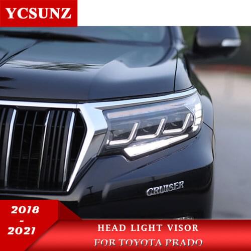ABS Chrome headlights cover For Toyota Prado 2018 2019 2020 2021 Land Cruiser Prado fj150 LC150 Prado head lamp parts covers