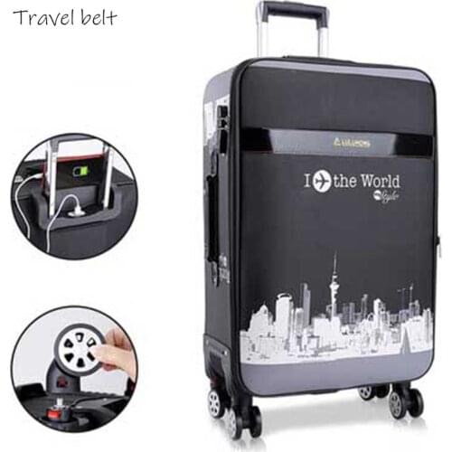 Noble high quality PU Leather Rolling Luggage Spinner men Business Brand Suitcase Wheels 20 inch Women UBS Cabin Trolley