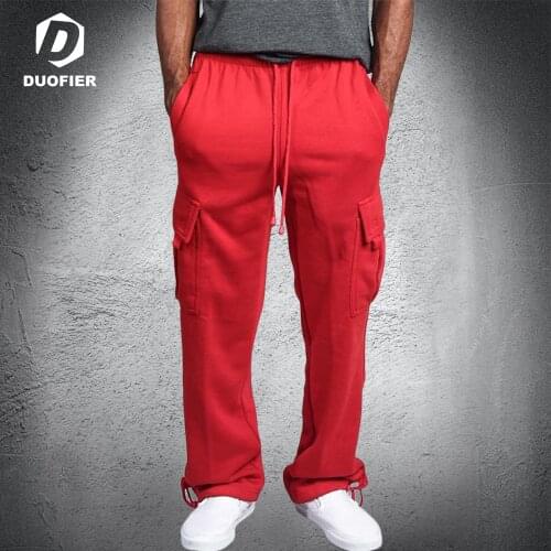 Cargo Pants Mens Autumn Leisure Bunched Pants Korean Style Multi-pocket Straight Leg Loose Long Pants Black Oversized Overalls