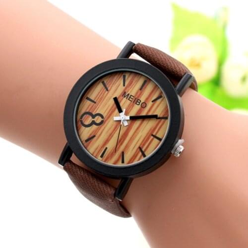 2020 NEW Watch Women Fashion Analog Wood Grain Dial Casual Leather Band Watches Popular Quartz Clock Wristwatches reloj mujer