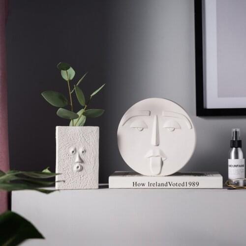 Nordic Style Decorative Ceramic Vases Portrait Vase Funny Human Head Flower Pot Abstract Art Home Decoration Desktop Decor