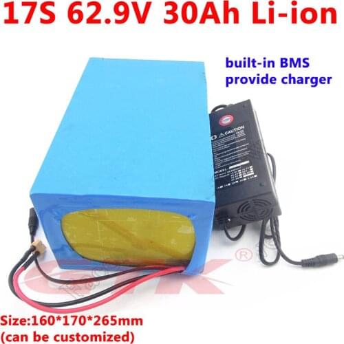 GTK 62.9 30Ah lithium battery 62v 30ah battery pack 1500W with BMS for 60v electric vehicle ebike scooter 2000w +5A charger
