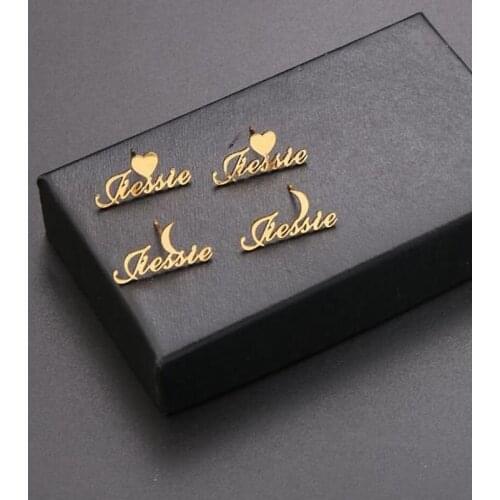 Personalised Heart Moon Star With Name Earrings Custom Name Earings Fashion Jewelry Best Friend Gifts Bff Boucle D'oreille Femme