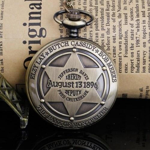 Exquisite Sculpture Sheriff Deputy Design Quartz Pocket men Vintage FOB Watch Children Gifts for men Pendant Necklace Souvenir