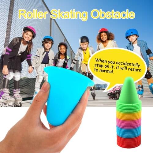 Roller Skating Obstacle 50PCS PE Roller Skating Road Piles Skate Marker Training Road Cones Roller Football Soccer Rugby Trainin