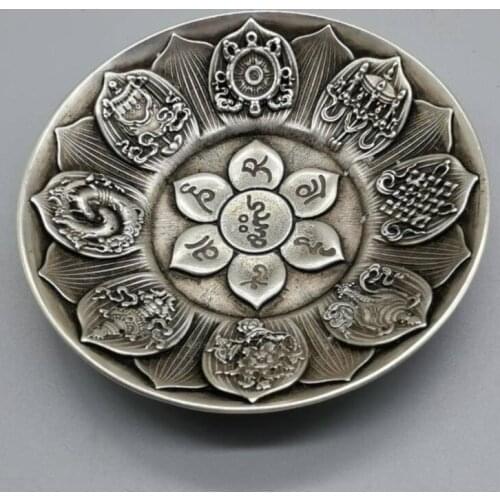 China White copper lotus Saucer crafts statue