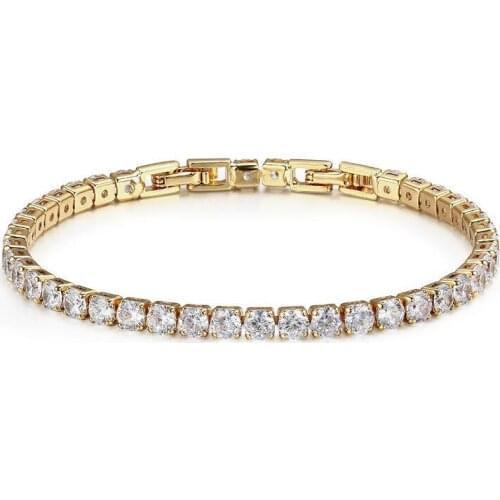 Cluster Round CZ Tennis Chain Gold Color Bracelet & Bangles For Women Girls Gift Jewelry Braceletes Pulseras Bracciali Bileklik