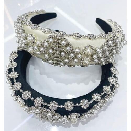 Baroque exaggerated Headband,Pearl Headbands For Women Cute Hair Jewelry Solid Sponge Headband Elegant Hair Hoops Fashion Hair