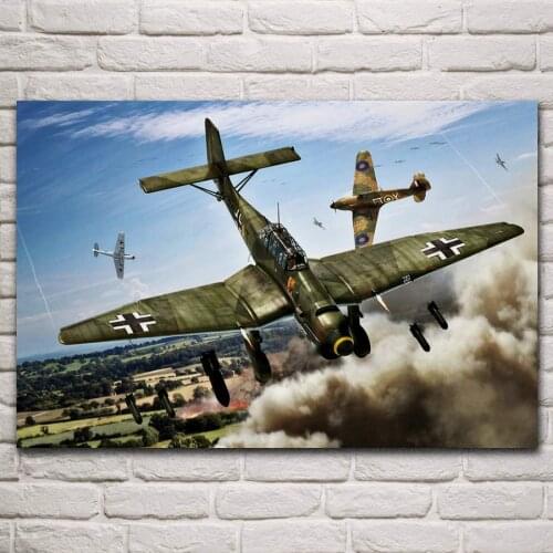 Bomber and fighter ww2 air battle war art fabric poster living room home wall decorative canvas silk art prints