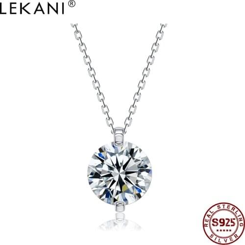 LEKANI Romantic 925 Sterling Silver Pendant Necklaces For Women Dazzling 5A Clear Cubic Zirconia Necklace Wedding Fine Jewelry