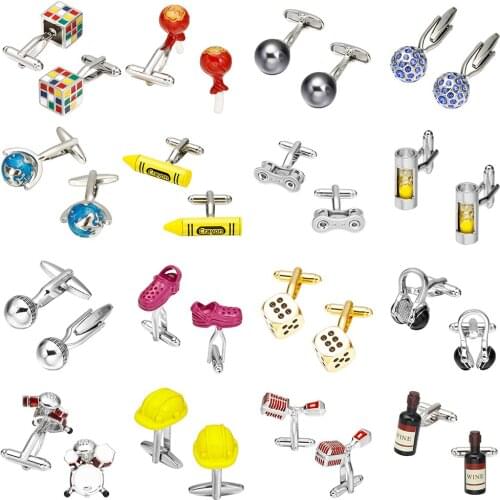 MeMolissa Hot sale Three-dimensional cufflinks/wine bottles/crayons/hourglass/earth/Rubiks cube design cufflinks for mens