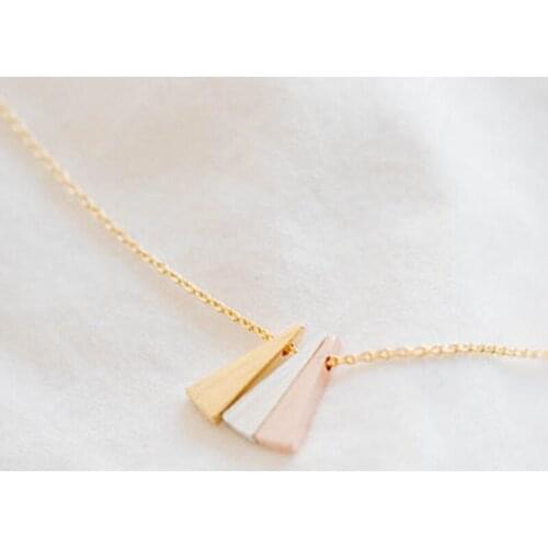 Fashion Gold Silver Plated 3 Color Triangle Drop Pendant Boho Choker Necklaces Gift For Friend Girls Free Shipping Wholesale