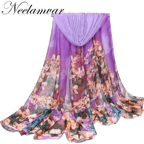 Fashion polyester Cotton Floral Printed Elegant Scarf Women Long Scarf Warm Wrap Shawl Female Bufanda Mujer and scarf