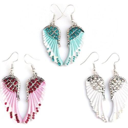 Fashion Romantic Blue White Pink Color Charm Angel Wings Earring For Women Exquisite Jewelry Gifts