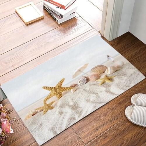 Sea Beach Starfish Doormats For Entrance Way Bathroom Accessories Set Dirt Debris Mud Trapper Boot Shoes Scraper Area Runners