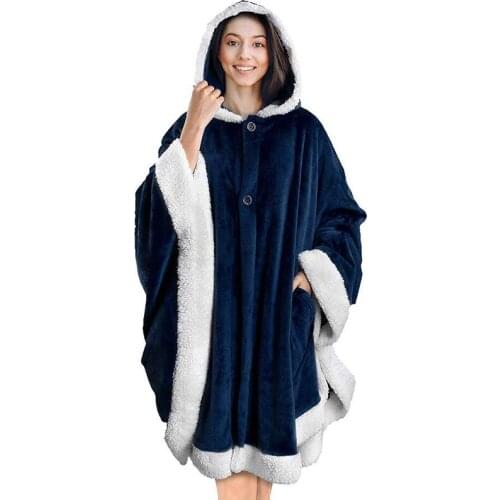 Soft Fleece Blanket Hoodie Cloak Super Soft Microfiber Plush Wearable Blanket Sweatshirt Solid Winter Warm Cloak plush cape