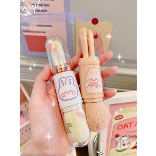 TT Portable Mini Makeup Brush Set for Beginners Eye Shadow Brush Cute Face Powder Blush Brush