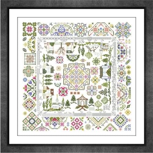Jigsaw rosewood garden cross stitch kits aida fabric 18ct 14ct 11ct white cotton thread embroidery kits DIY craft set