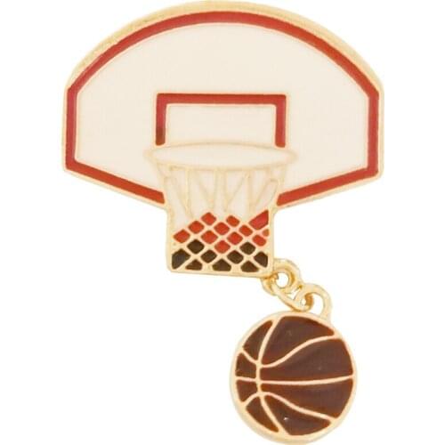 New Creative Cute Basketball Ball Frame Brooch Vintage Badge Lapel Pin Fashion Jewelry Gift Denim Shirt Backpack Accessory