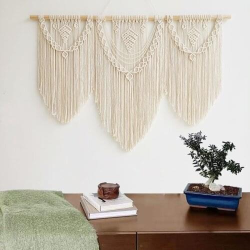 Hand-woven Pendant Macrame Tapestry Wall hanging geometry Bohemian Tapestry Boho Decor Large Size Home Decoration 120*82cm