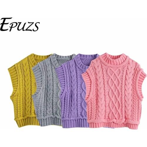 2021 Spring Women Fashion Slim Sleeveless Pullover Sweater Sweet Cute Warm Thick Vest Lady Casual Loose Pink Chic Top Epuzs