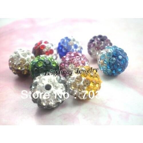 Mixed Colors 10mm Gradient Crystal Loose Beads Disco Ball Micro Pave Beads For Jewelry Making 180pcs/Lot