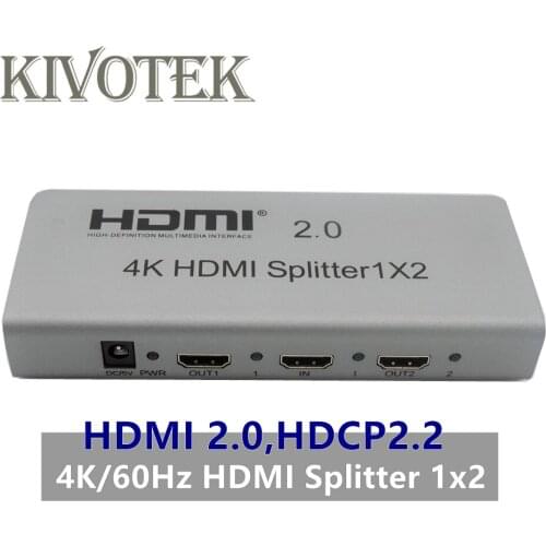 1X2 4K HDMI Splitter Adapter 1-In 2-Out,4K/60Hz 3D HDMI2.0,HDCP2.2,8 Ways EDID Management For CCTV HDTV HD Player Free Shipping