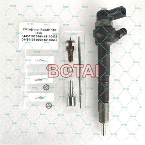 Common Rail Injector 0445110368 0445110369 0445110646 0445110647 repair kits with T528 T518 F00VC01502 valve cup and valve rod