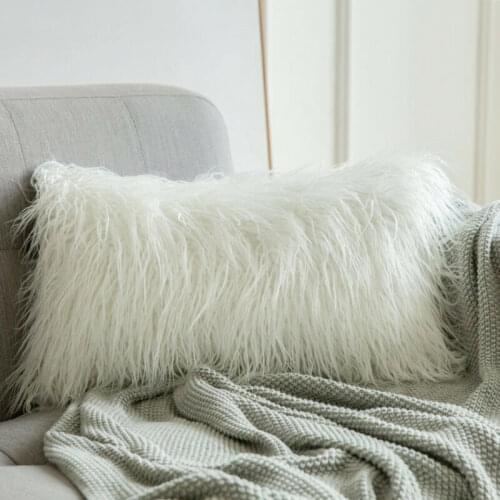 Luxury Series Super Soft Plush Style Faux Fur Winter Warm Mongolian Pillow Case Throw Cushion for Bedroom Home Decore 30x50cm