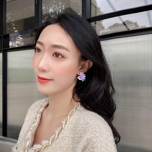 S925 silver needle simple pop Daisy web celebrity hot style acrylic female earstud stereo flower niche design earclip