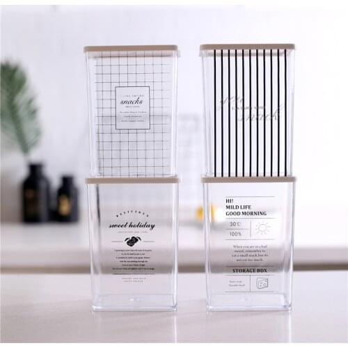 14.3*10.2*8cm Square Storage Bottle Food Container with Lid Food Beans Sealed Glass Tank Kitchen Grain Bread Storage Tank 1PC