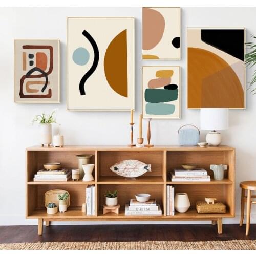 Nordic poster abstract geometric figure canvas oil painting Scandinavian style art printing wall painting living room home decor