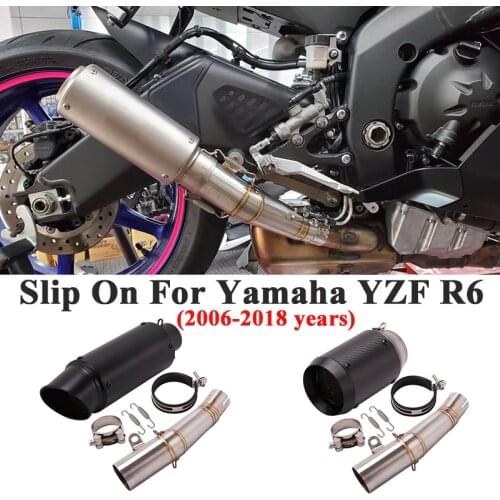 Slip On For Yamaha YZF R6 2006 - 2018 2019 Motorcycle Exhaust Escape System Modify Mid Link Pipe CarbonMuffler 60mm DB Killer