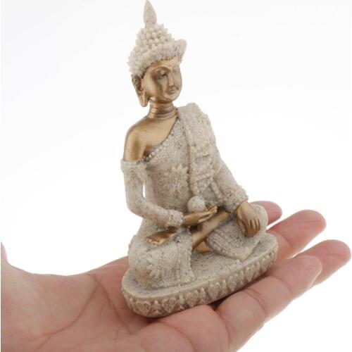 11cm Nature Sandstone India Buddha Statue Fengshui Sitting Buddha Sculpture Figurines Vintage Home Decor Yoga Zen Meditation