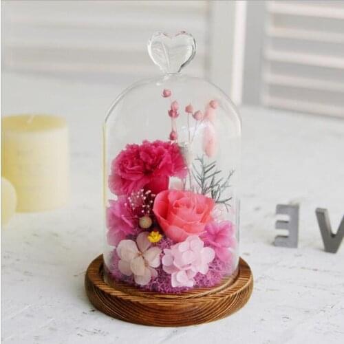 12*15cm Heart Top Glass Dome Home Decoration Diameter=12cm Height=15cm Glass Cover Wedding Favor Gift